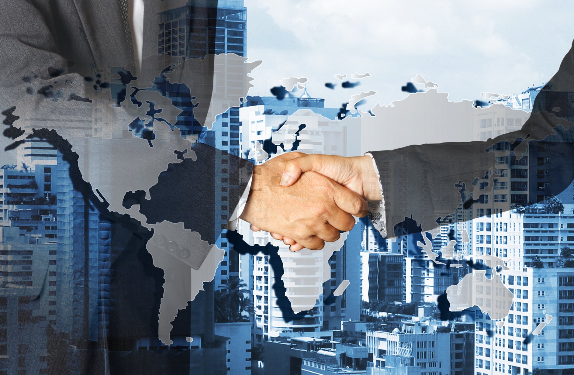 Business handshake, business globalization concept